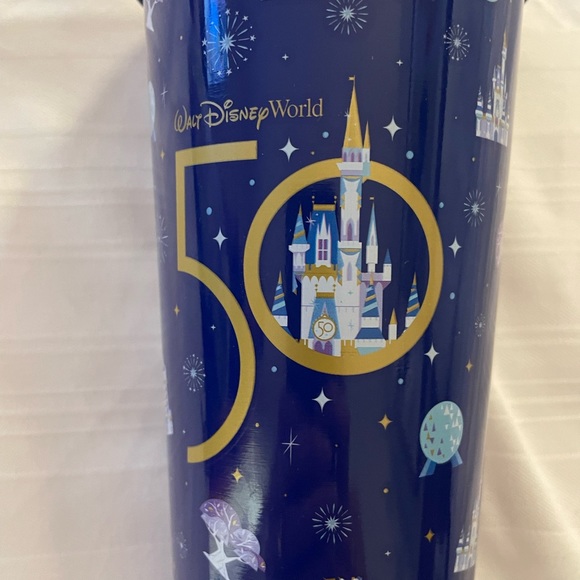 NEW Disney 50th Anniversary Mickey & Minnie Castle Cuties Metal Tumbler Cup - Picture 2 of 3
